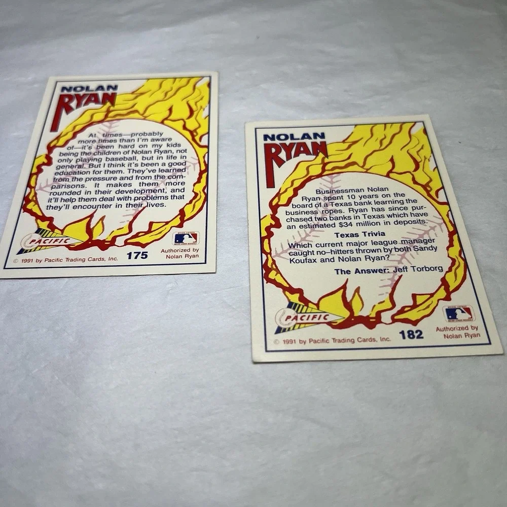 🔥1991 Pacific NOLAN RYAN‎ Texas Express Banker Fast Ball Grip 2 Baseball Cards